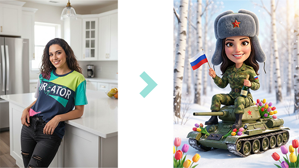 Карикатура на 23 февраля — готовый промпт