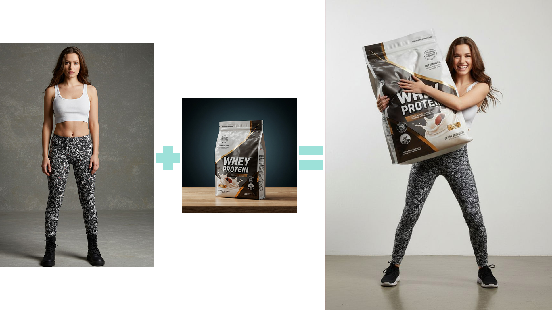 Человек с огромным продуктом — промпт для рекламы